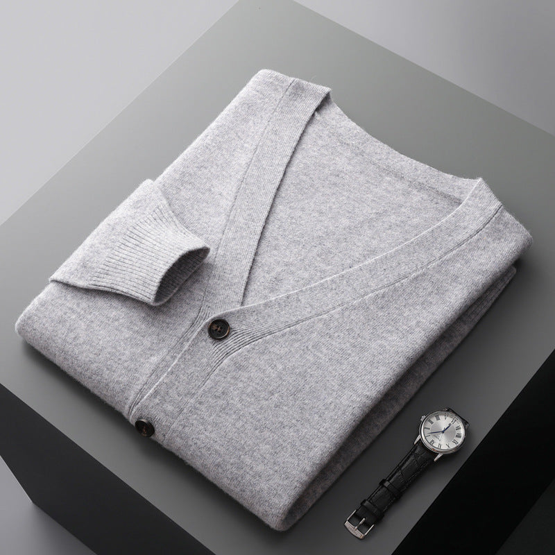Moda Elite | Wełniany kardigan z dekoltem w serek