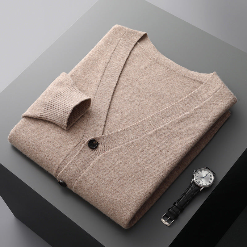 Moda Elite | Wełniany kardigan z dekoltem w serek