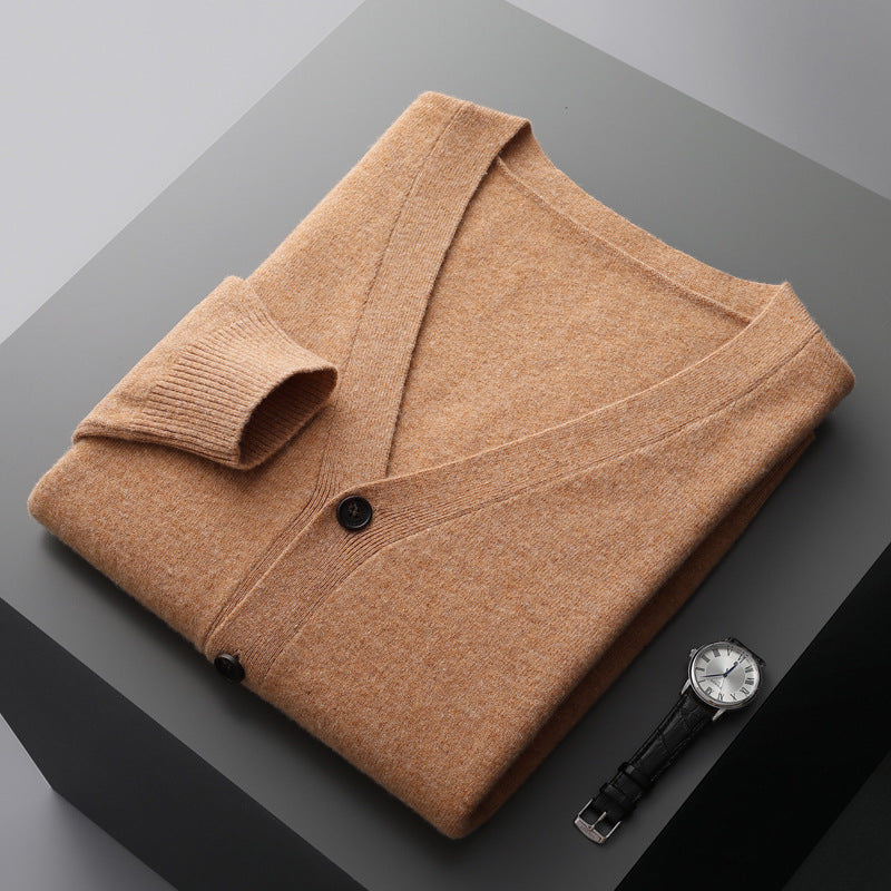 Moda Elite | Wełniany kardigan z dekoltem w serek