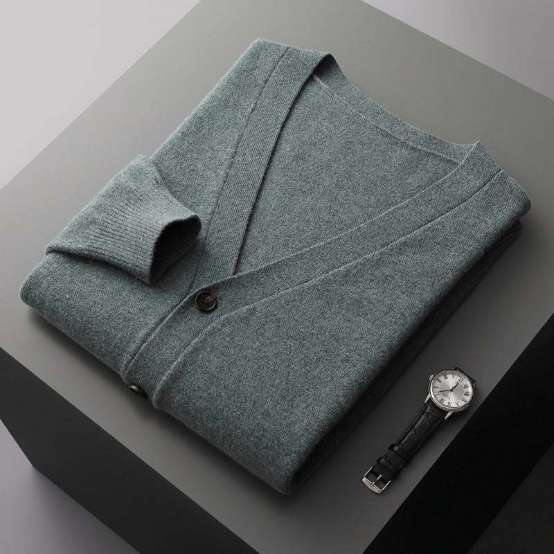 Moda Elite | Wełniany kardigan z dekoltem w serek