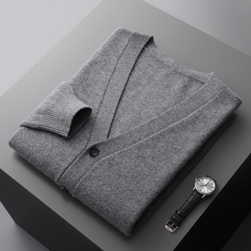 Moda Elite | Wełniany kardigan z dekoltem w serek