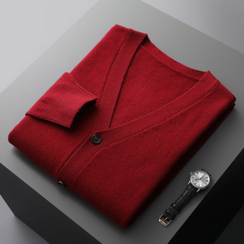 Moda Elite | Wełniany kardigan z dekoltem w serek