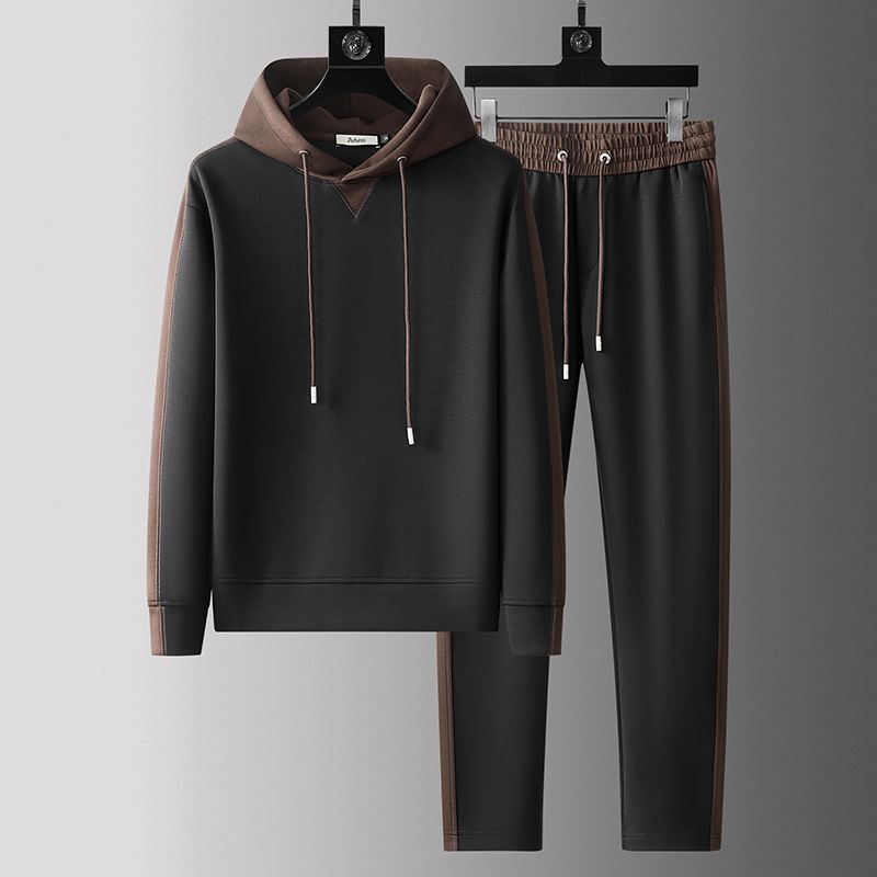 Moda Elite | Patchworkowy dres z kapturem i kapturem dla mężczyzn