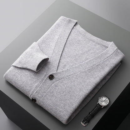 Moda Elite | Wełniany kardigan z dekoltem w serek