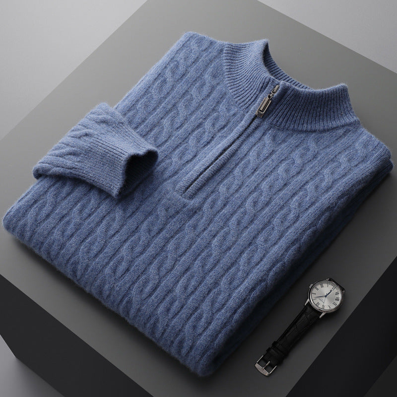 Sweter z miękkiej wełny kaszmirowej ze stójką