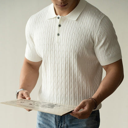 Moda Elite | Koszulka polo z dzianiny strukturalnej