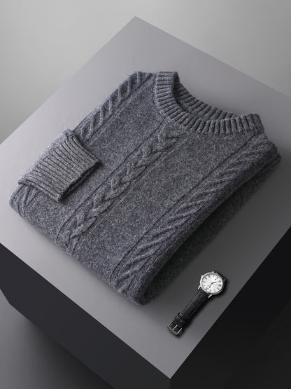 Moda Elite | Sweter z czystej wełny z okrągłym dekoltem