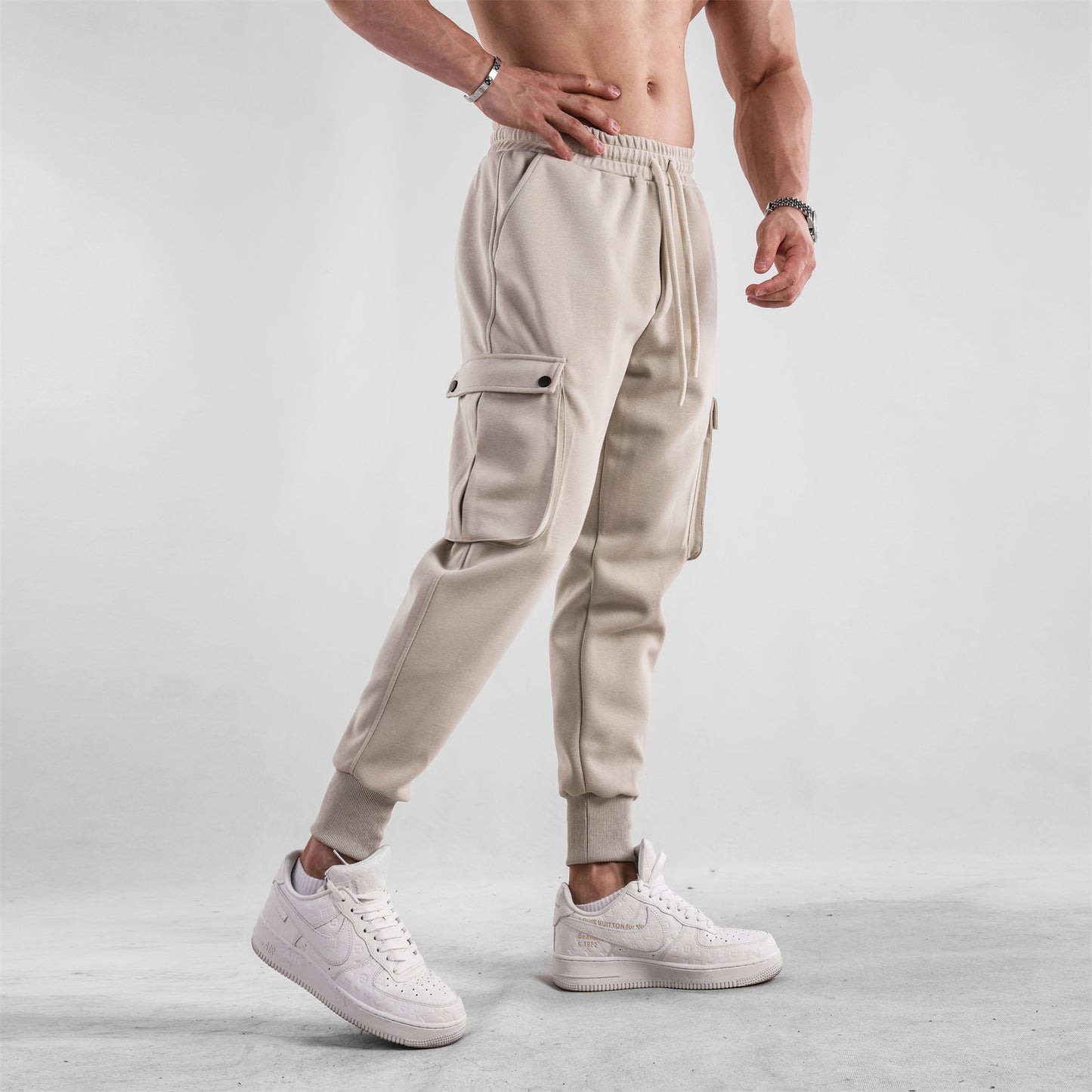 Moda Elite | Męskie bawełniane spodnie cargo