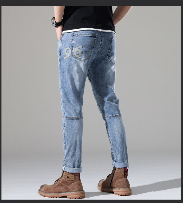 Moda Elite | Jeansy z lekkiego sprania ze stretchem i haftem