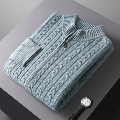 Sweter wełniany z zamkiem błyskawicznym – kołnierz stójka