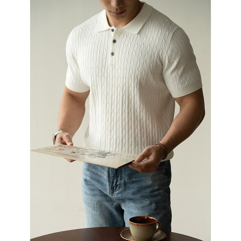Moda Elite | Koszulka polo z dzianiny strukturalnej