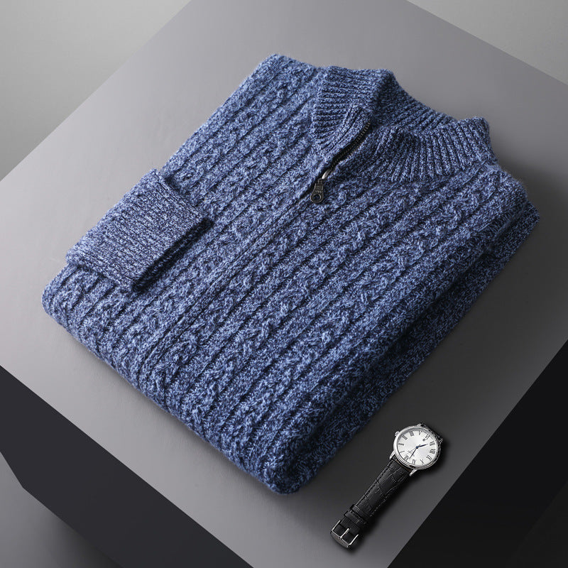 Sweter wełniany z zamkiem błyskawicznym – kołnierz stójka