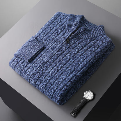 Sweter wełniany z zamkiem błyskawicznym – kołnierz stójka