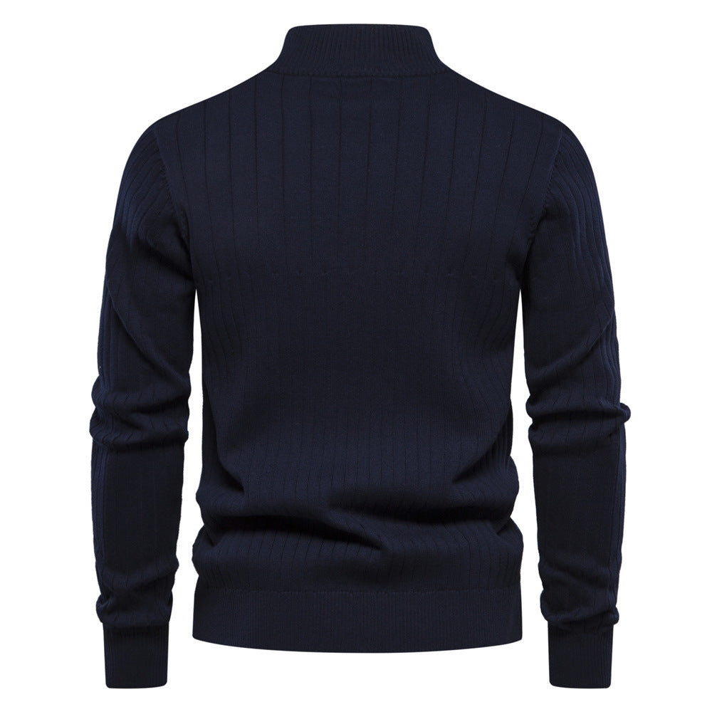 Męski sweter slim fit z półzamkiem
