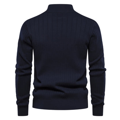 Męski sweter slim fit z półzamkiem