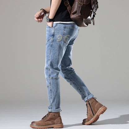 Moda Elite | Jeansy z lekkiego sprania ze stretchem i haftem