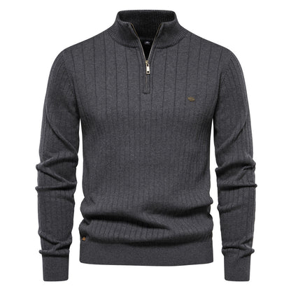 Męski sweter slim fit z półzamkiem