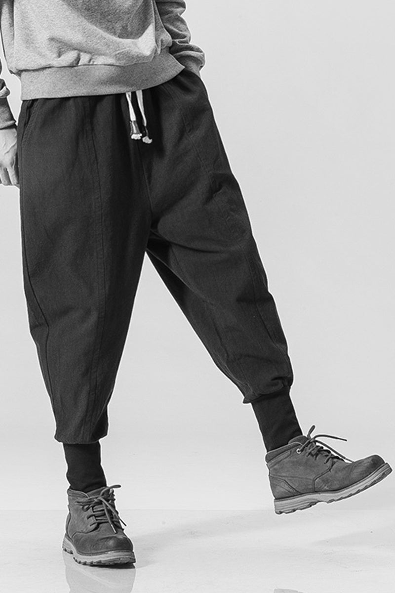 Moda Elite | Męskie spodnie hiphopowe z lnu i bawełny