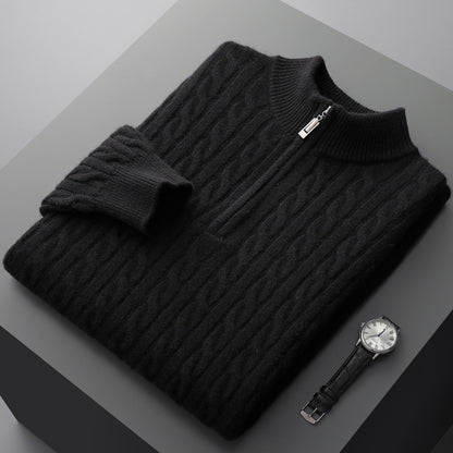 Sweter z miękkiej wełny kaszmirowej ze stójką