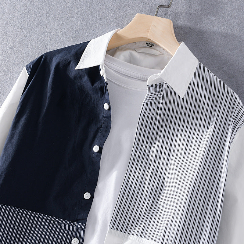 Moda Elite | Koszula w paski z patchworkiem