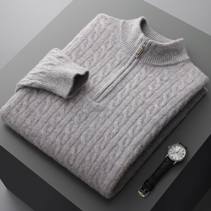 Sweter z miękkiej wełny kaszmirowej ze stójką