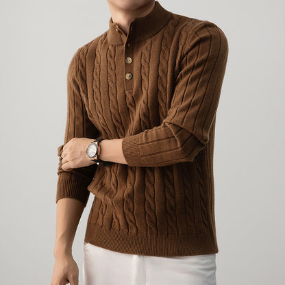 Sweter Henley z dzianiny kablowej