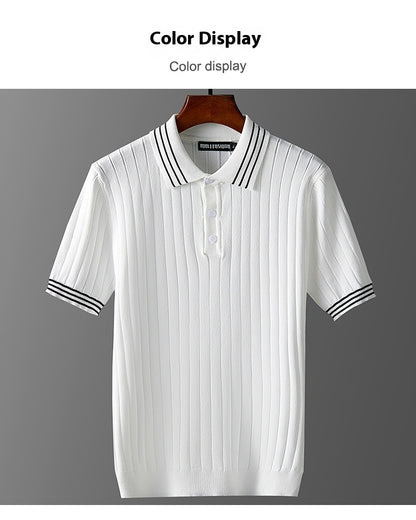 Moda Elite | Koszulka polo z dzianiny lodowo-jedwabnej