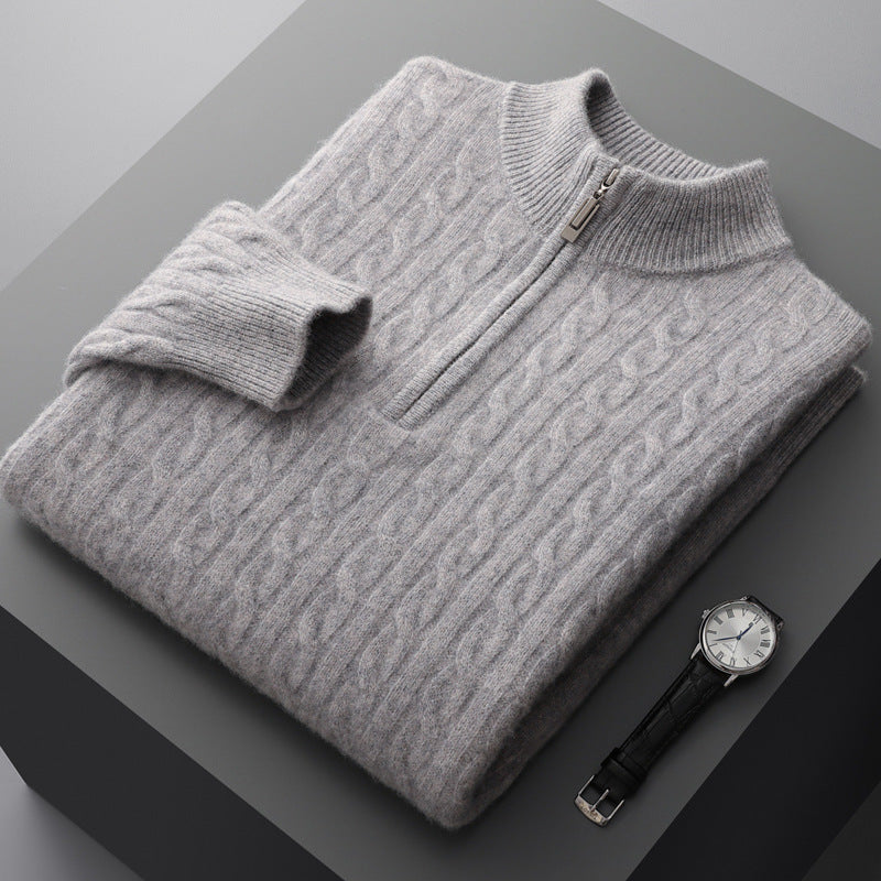 Sweter z miękkiej wełny kaszmirowej ze stójką