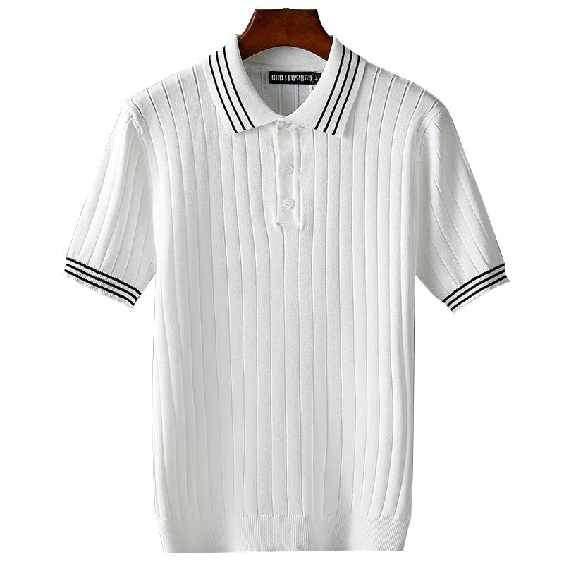 Moda Elite | Koszulka polo z dzianiny lodowo-jedwabnej