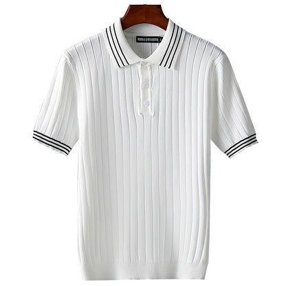 Moda Elite | Koszulka polo z dzianiny lodowo-jedwabnej