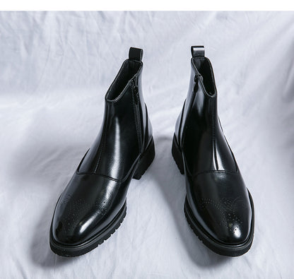 Klasyczne skórzane buty z zamkiem błyskawicznym