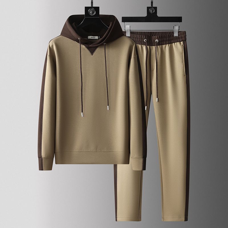 Moda Elite | Patchworkowy dres z kapturem i kapturem dla mężczyzn