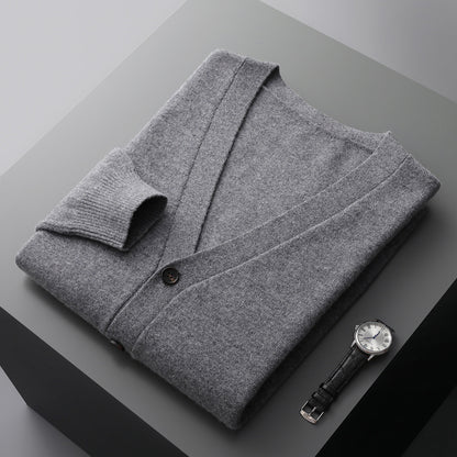 Moda Elite | Wełniany kardigan z dekoltem w serek