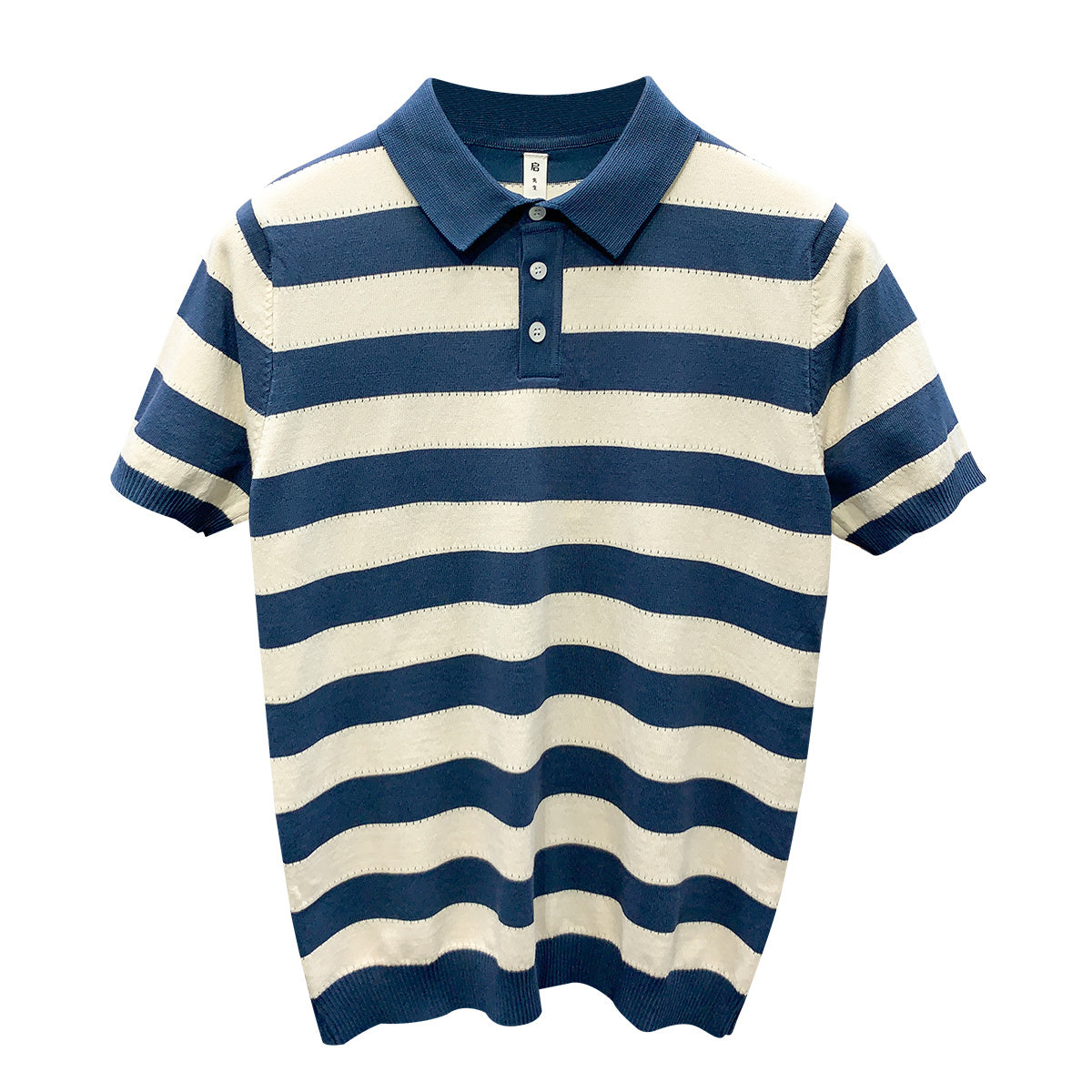 Moda Elite | Koszulka polo w paski z jedwabiu lodowego