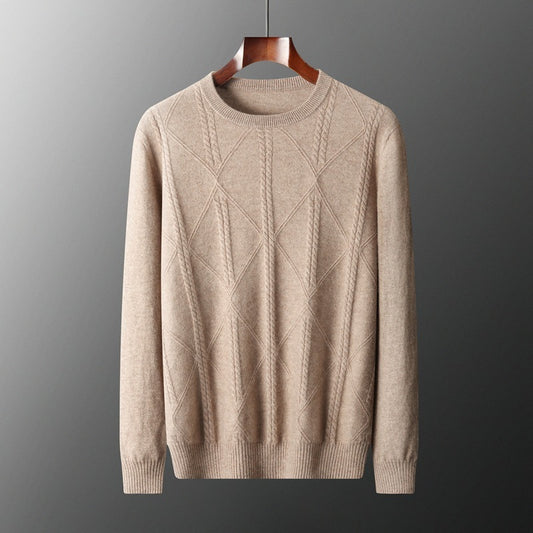 Moda Elite | Sweter kaszmirowy ze wzorem w romby