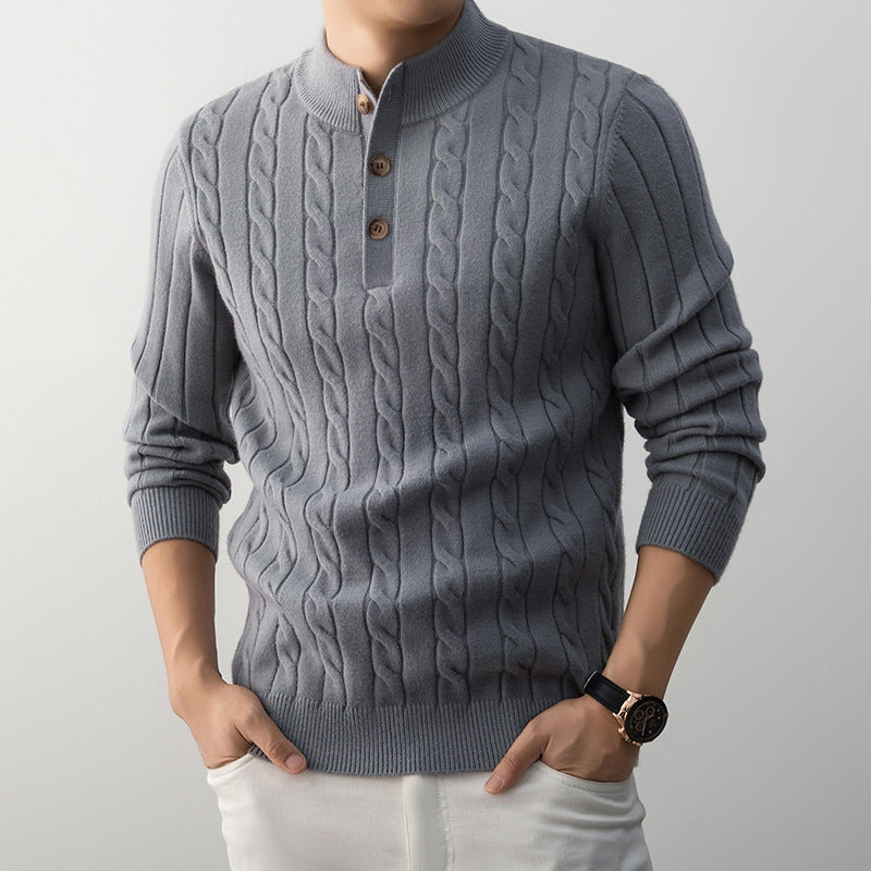 Sweter Henley z dzianiny kablowej