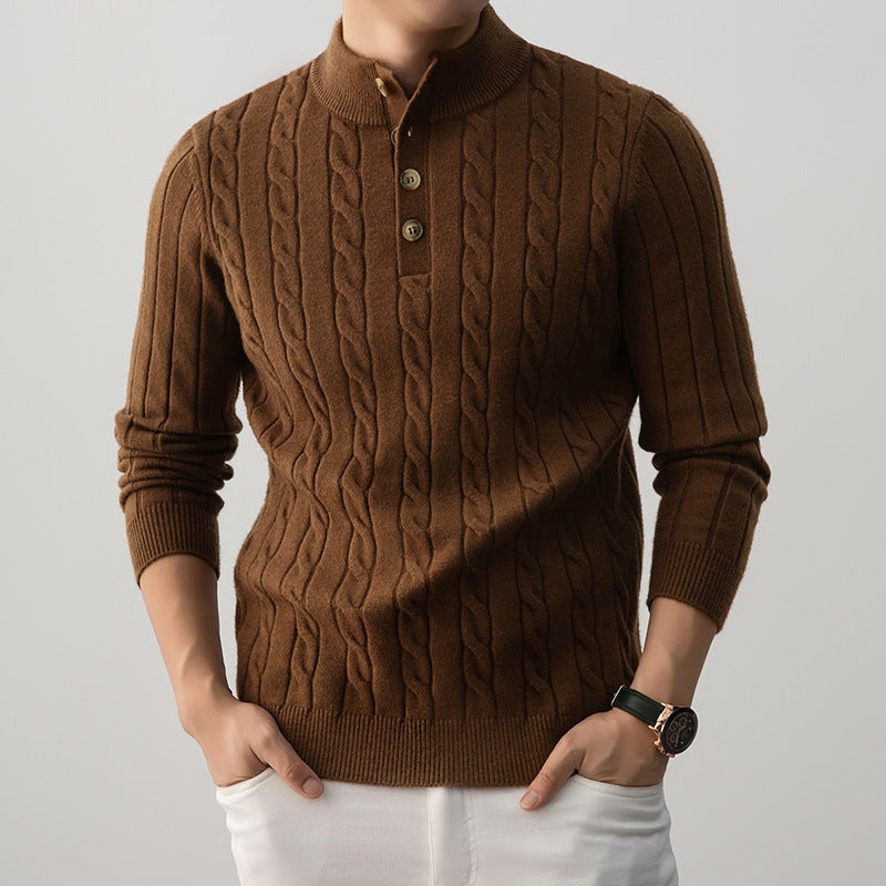 Sweter Henley z dzianiny kablowej