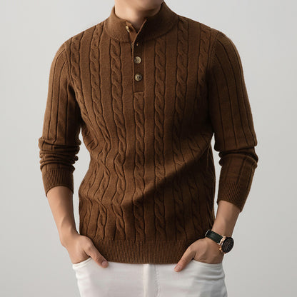 Sweter Henley z dzianiny kablowej