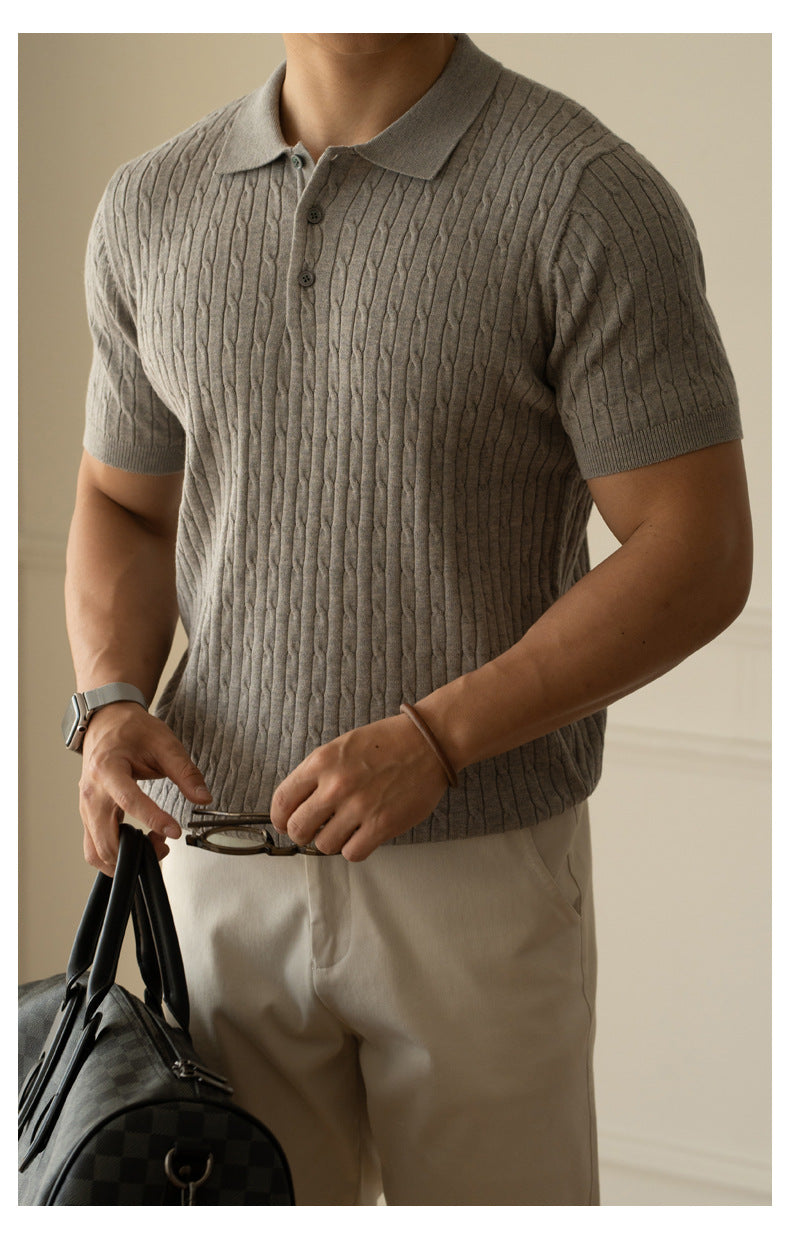 Moda Elite | Koszulka polo z dzianiny strukturalnej