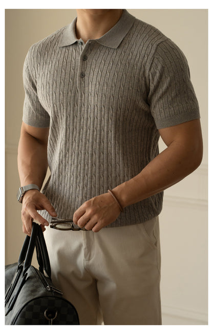Moda Elite | Koszulka polo z dzianiny strukturalnej