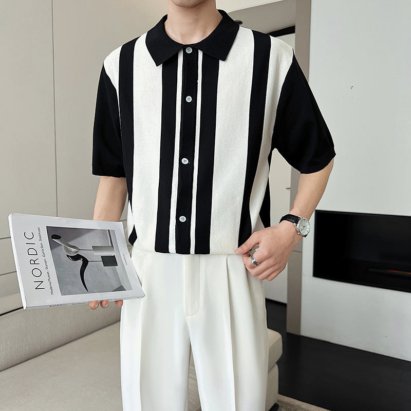 Moda Elite | Sweter polo z blokami kolorów