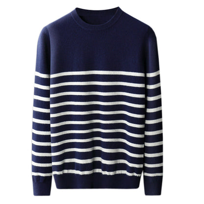 Moda Elite | Sweter w paski z okrągłym dekoltem