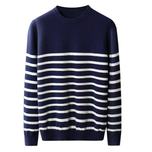 Moda Elite | Sweter w paski z okrągłym dekoltem