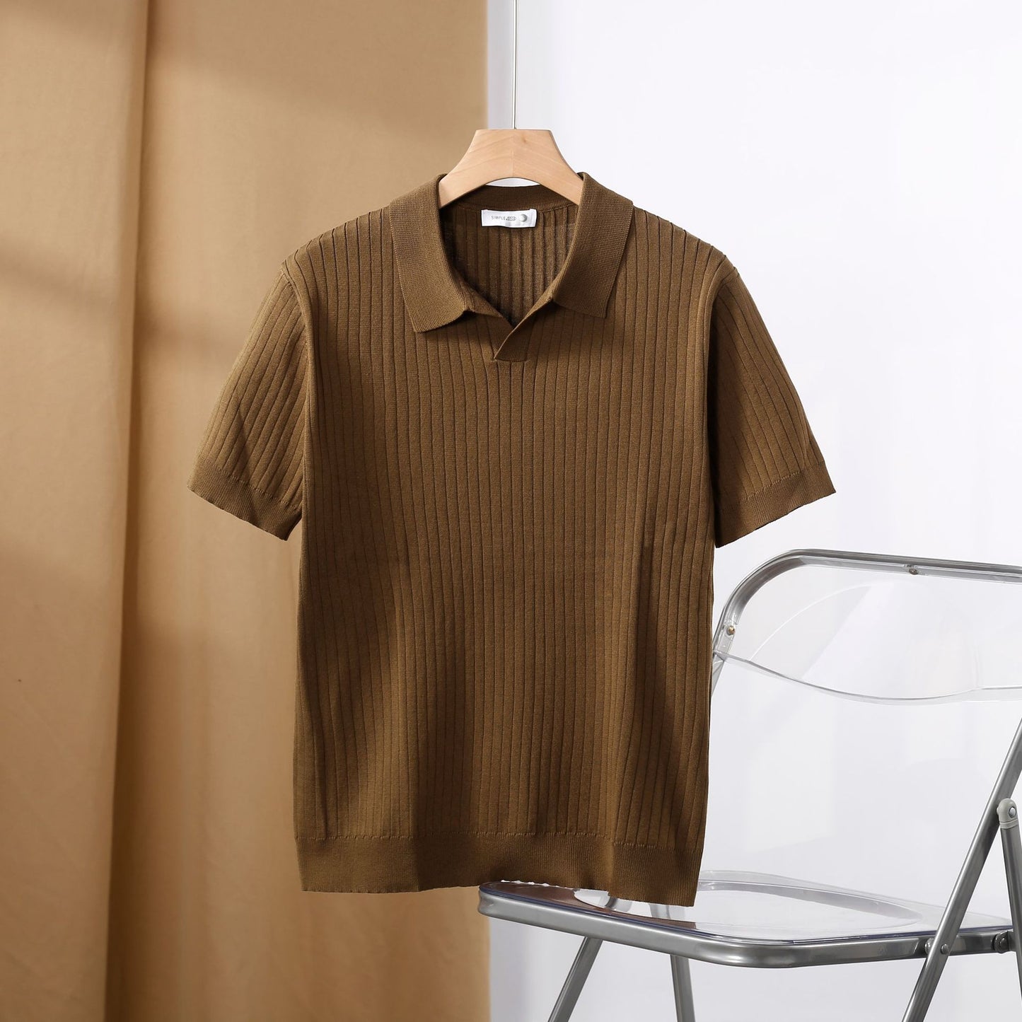 Koszulka polo z prążkowanej tkaniny premium