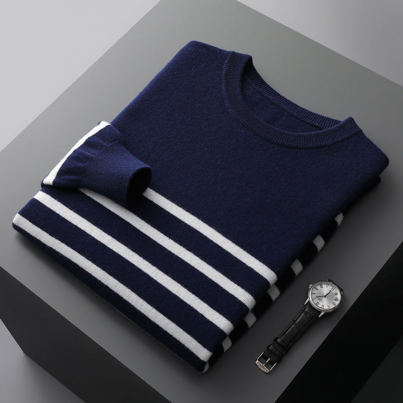Moda Elite | Sweter w paski z okrągłym dekoltem