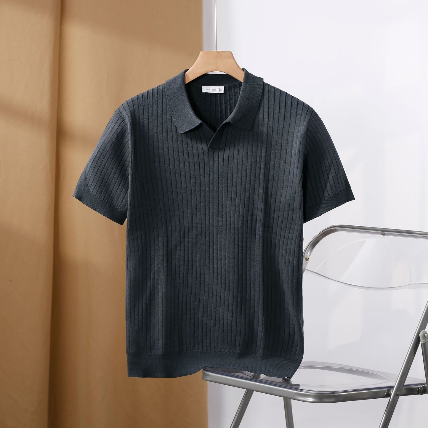 Koszulka polo z prążkowanej tkaniny premium
