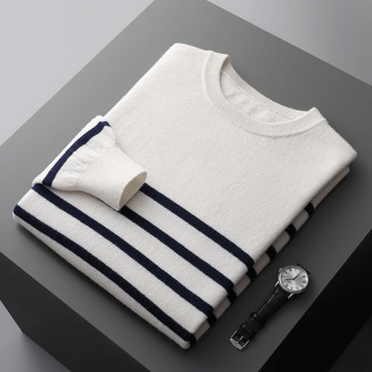 Moda Elite | Sweter w paski z okrągłym dekoltem
