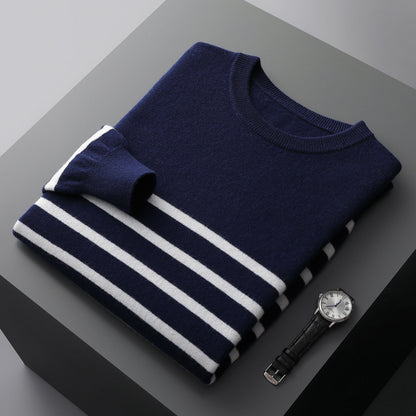 Moda Elite | Sweter w paski z okrągłym dekoltem