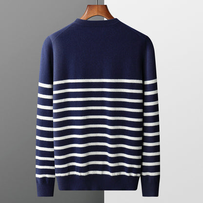 Moda Elite | Sweter w paski z okrągłym dekoltem