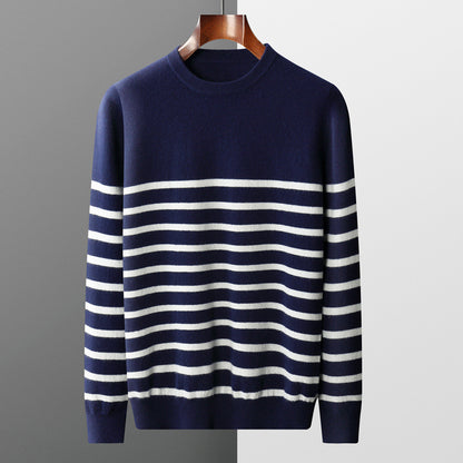 Moda Elite | Sweter w paski z okrągłym dekoltem